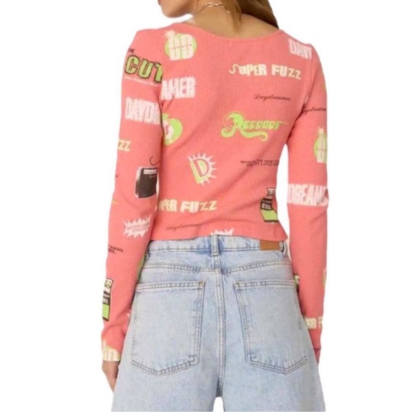 Daydreamer Records Amplified Thermal Crop Top Pink Size Large - Picture 4 of 14